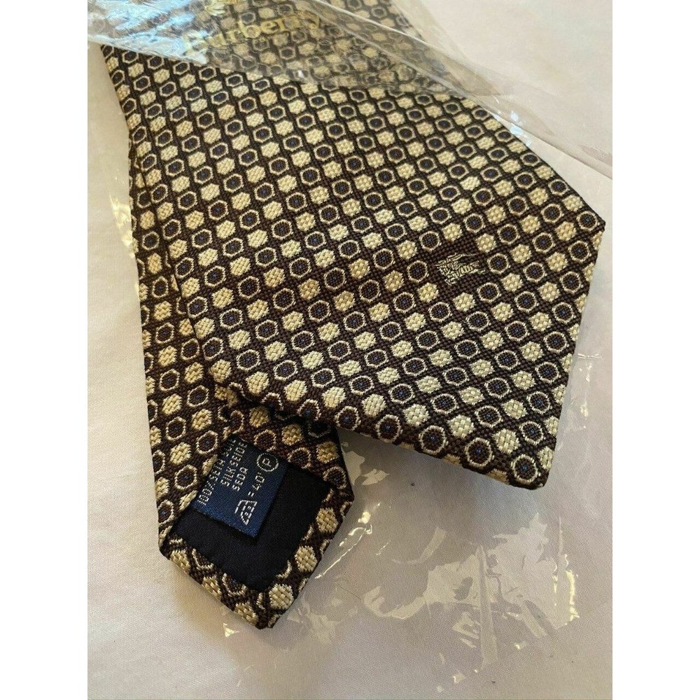 Burberrys Brown & Gold Dot Tie - Picture 5 of 7